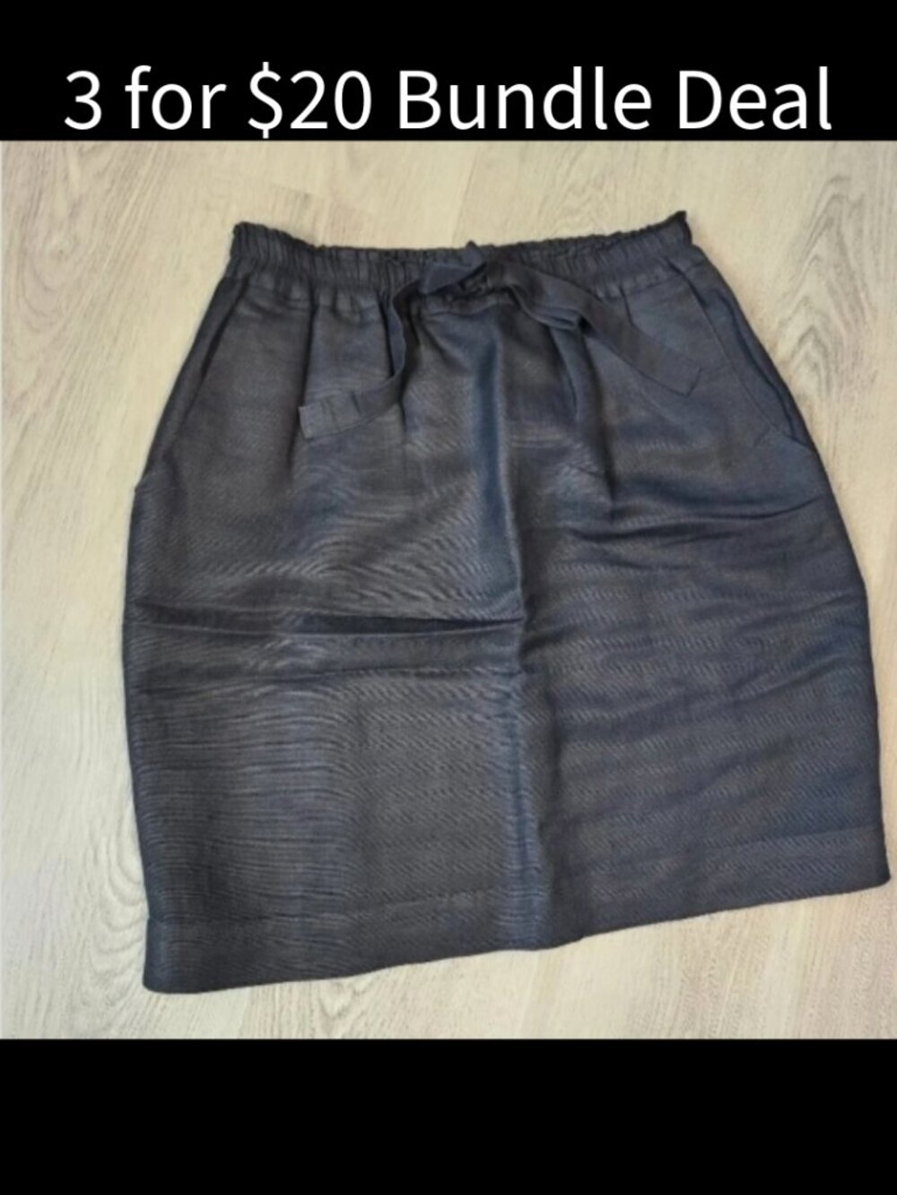 Platinum by Dorothy Schoelen Black Linen‑Blend Mini Skirt Size 10 VTG